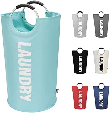 DOKEHOM 90L Large Laundry Basket Bag, Collapsible Tall Hamper, Light Blue by DOKEHOM