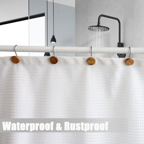 Shower Curtain Hooks, Wood Decorative Shower Curtain Rings, Modern Round Log - Image 5