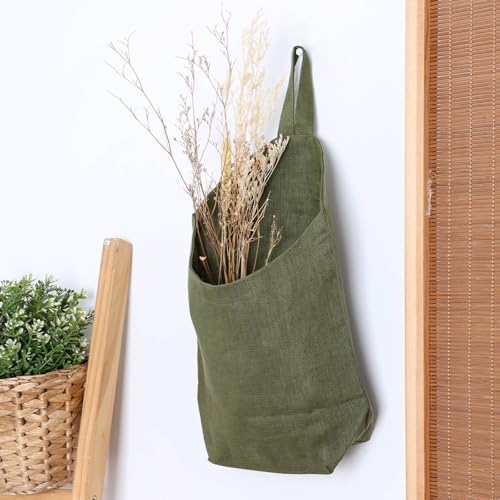 100% Linen Hanging Storage Bags Baskets 2 Pcs, Small Wall Storage Bag - Image 3