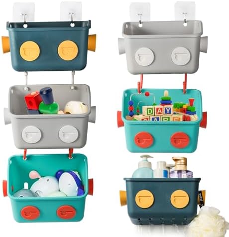 Noamus 6 Pack Bath Toy Storage Organizer Basket, 3 Layers Wall Mounted Hanging by Noamus