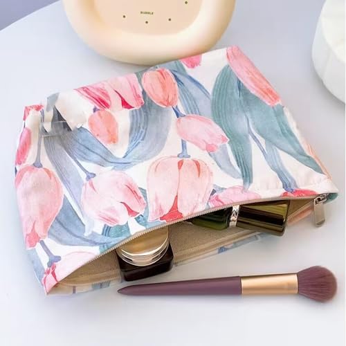 SxoSyo Cosmetic Bags for Women Makeup Pouch Large Canvas Purse - Image 3