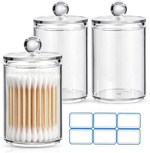 3 Pack Acrylic Qtip Holder Dispenser, Vanity Accessories by Unknown