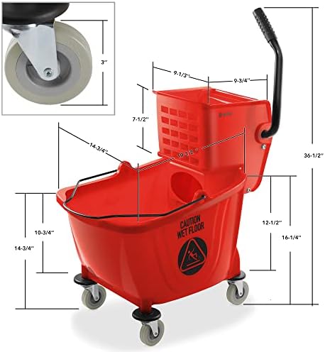 Dryser Commercial Side Press Wringer Combo Mop Bucket, 33 Quart - Image 5