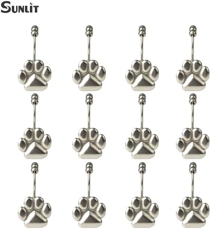Sunlit Fashion Design Cute Paw Print Polished Double Shower Curtain Hooks - Image 3
