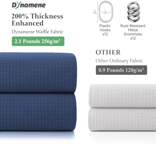 Dynamene Stall Waffle Shower Curtain 256 GSM Heavy Fabric 54x78 Navy Blue - Image 5