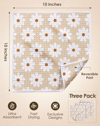 Miss Adola Reversible 3 Pack Microfiber Dish Cloths, Daisy Charm - Image 4