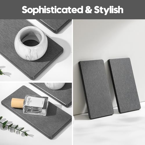 2PCS 7" x 3.5" Water Absorbing Bathroom Sink Vanity Trays, Diatomite Stone - Image 6