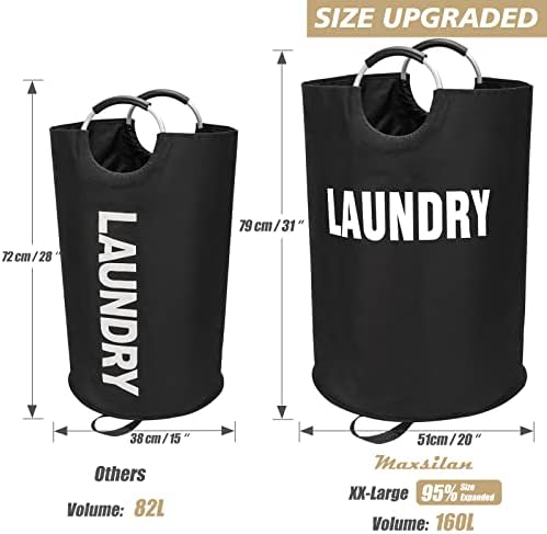 Maxsilan 160L XX-Large Laundry Basket Bag, Collapsible Tall Hamper - Image 3