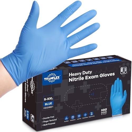 TitanFlex Nitrile Exam Gloves, Heavy Duty Nitrile Gloves, Mechanic Disposable by TitanFlexDisposableGloves