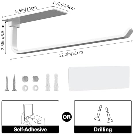 Paper Towel Holder Under Cabinet, Self-Adhesive or Drilling - Image 5