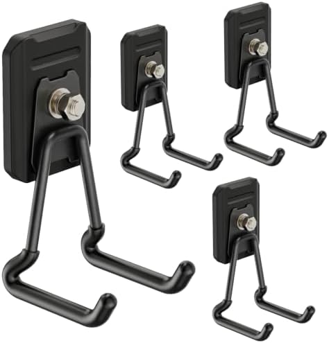 Heavy Duty Magnetic Garage Hooks, 4 Pack Strong Large Magnet Hook by SKNOOYLIGHT
