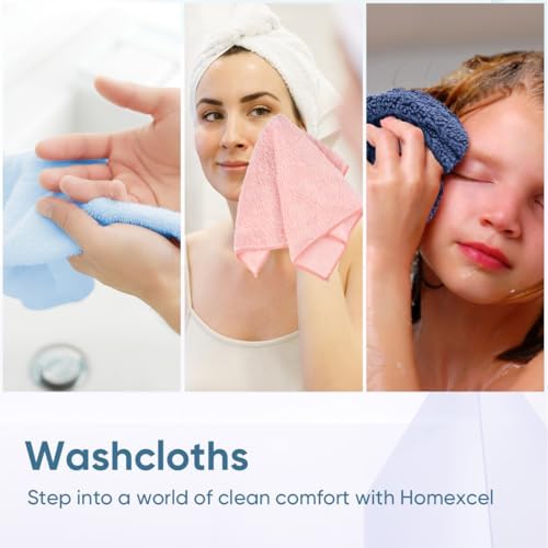 HOMEXCEL Washcloths 12PK, Ultra Soft&Highly Absorbent Face Towels, 12X12 in - Image 6