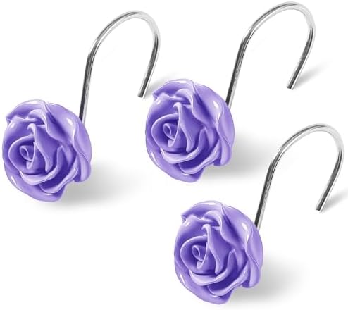 Cute Rose Floral Shower Curtain Hooks Rings by Decorateyourhome