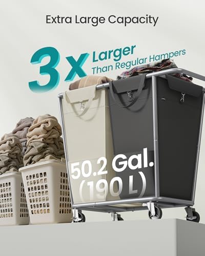 SONGMICS 2-Section Laundry Basket - Image 3
