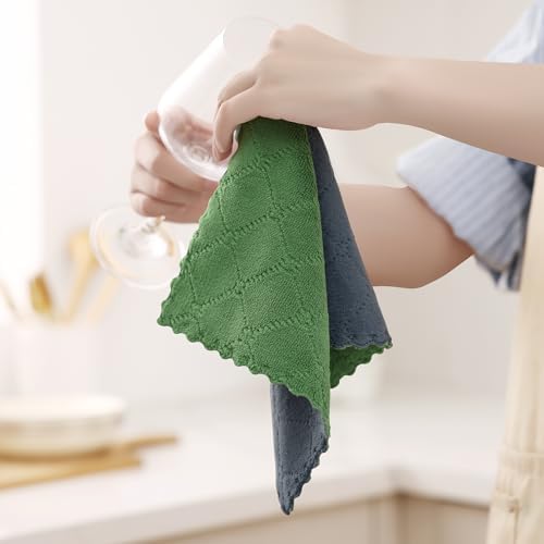 Homaxy 12 Pack Super Soft Dish Cloths, Dark Grey & Grass Green - Image 4