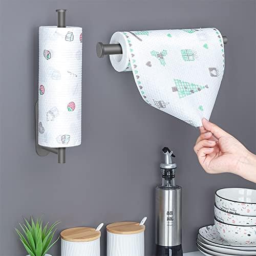 MGahyi Grey Paper Towel Holder Under Cabinet Wall Mount - Image 4