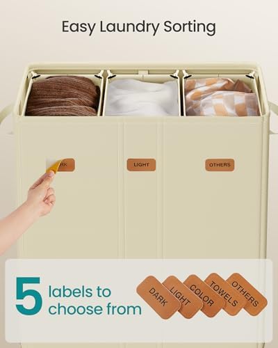SONGMICS 160L Laundry Hamper, 4-Compartment Laundry Sorter - Image 4
