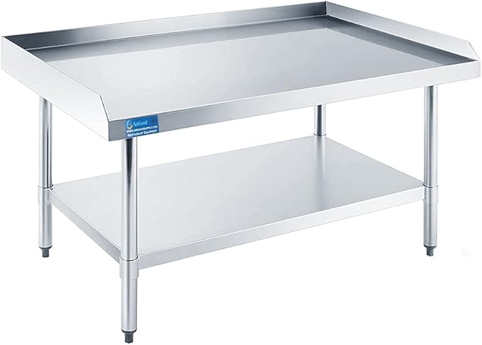 NSF Certified 18 Gauge Heavy Duty Stainless Steel Equipment Grill Stand with Undershelf for Kitchens, Utility Rooms, Caterers & Auto