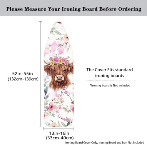 Highland Cow Floral Ironing Board Cover Universal Size 15x54 - Image 5