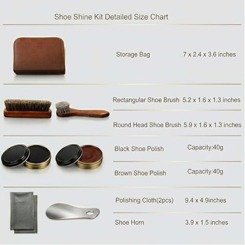 shoe care kit horsehair brush, long-handled round brush, polishing cloth - Image 3