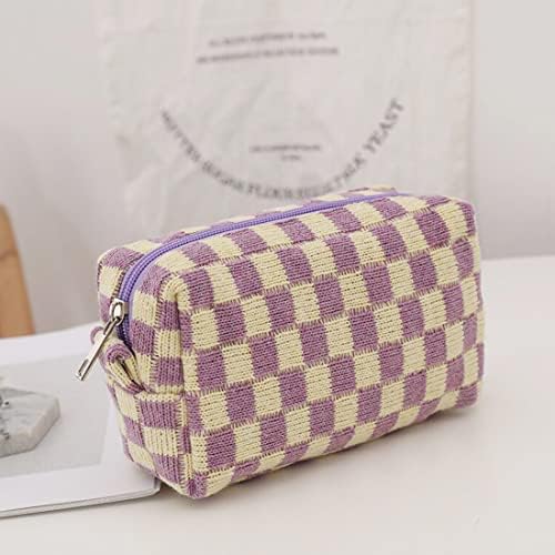 2 Pcs Checkered Cosmetic Bags for Women, Small Makeup Pouches - Image 6