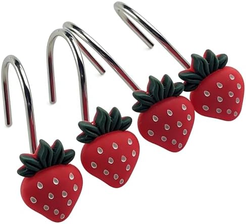 Two Fish Home Fashions Set of 12 Decorative Strawberry Shower Curtain Hooks - Image 5