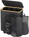 145L Laundry Hamper with Lid, 3 Section Laundry Basket with 3 Removable Bag by Bathola