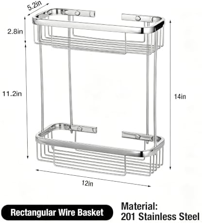 Corner Shower Caddy, 304 Stainless Steel Bathroom Shelf Organizer, Wall Mounted - Image 2