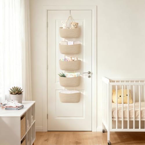 Dahey Over The Door Hanging Basket Storage 5-Tier Woven Wall Basket - Image 6