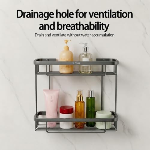 Corner Shower Caddy, 201 Stainless Steel Bathroom Shelf Organizer, Wall Mounted - Image 4