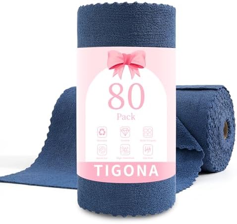 80 Pack Microfiber Cleaning Cloth Roll, Lint Free Rags & Tear Away Reusable by Tigona