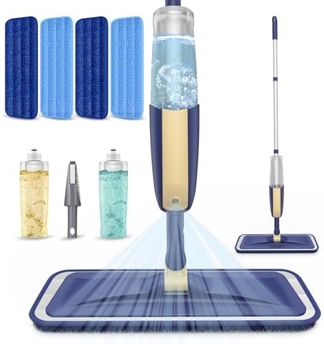 Spray Wet Mops for Floor Cleaning: Hardwood Floor Mop 2 Bottles Refillable by MEXERRIS