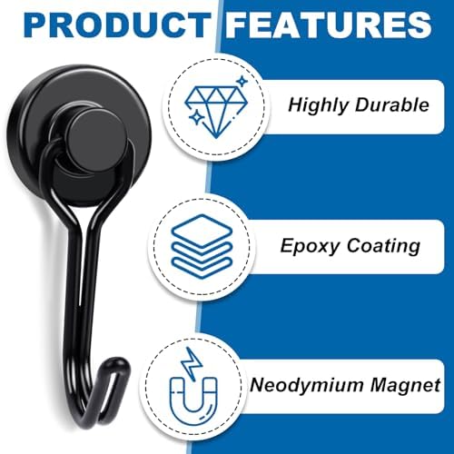 E BAVITE Swivel Swing Magnetic Hooks 40LBS Black Refrigerator Magnet Hook - Image 4