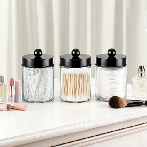 3PC Farmhouse Decor Qtip Holder Apothecary Jars Bathroom Vanity Storage - Image 7