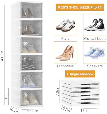 Foldable Shoe Storage Organizer, Stackable Boxes - Image 3