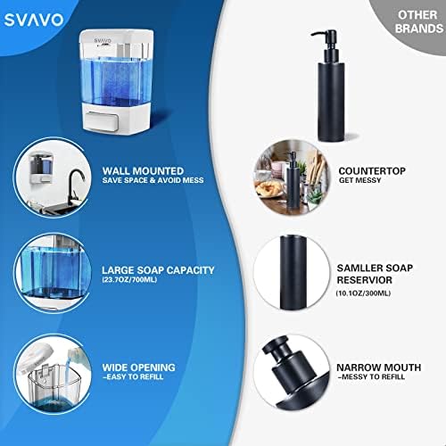 SVAVO Wall Mounted Soap Dispenser Kitchen Bathroom Manual Soap Dispenser - Image 2