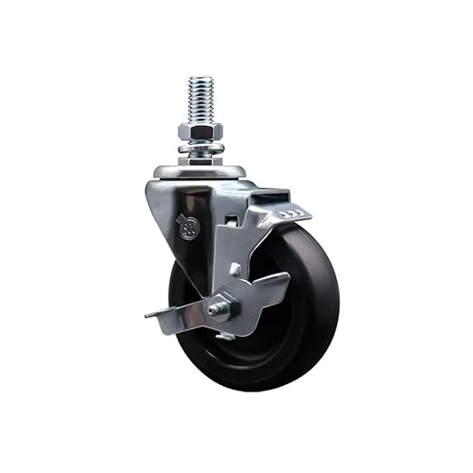 Service Caster Brand Replacement Caster for Uline Caster H-7450SWB - Swivel Threaded Stem Caster with 4 Inch Polyolefin Wheel with Top Lock Brake and 1/2 Inch Stem - Fits Carts and Racks H-1546