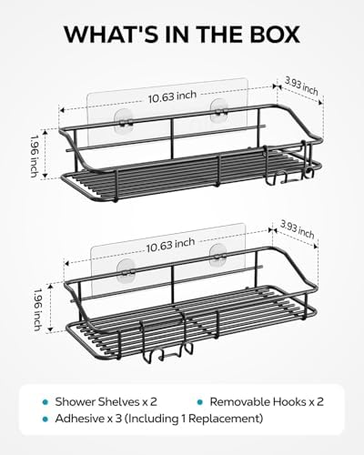 Nieifi Shower Caddy Adhesive, Shower Shelves, Shampoo Holder - Image 3