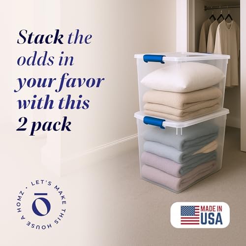 HOMZ Clear Plastic Storage Bins w/Latching Lid, 112 Qt, 2 Pack - Image 2