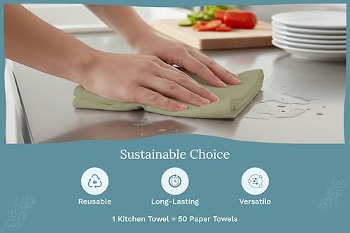 Organic Cotton Bulk Sage Green Flour Sack Kitchen Towels - Image 6