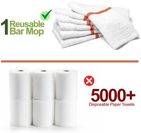 Reed & Pick Bar Mop Towels 60 Pack Gold Stripe – 16x19, 100% Cotton, Absorbent - Image 7