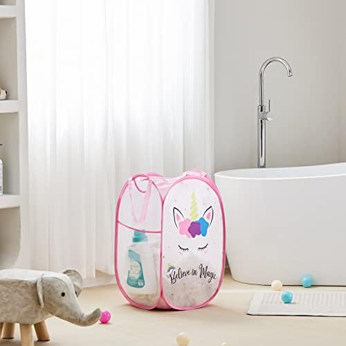 TECHMILLY Collapsible Mesh Pop Up Laundry Hamper - Image 5