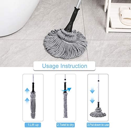 Eyliden Mop with 2 Reusable Microfiber Heads, Easy Wringing Twist Mop - Image 3