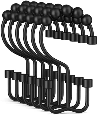 Bathway Black Shower Curtain Hooks Ring, Rust Proof Metal Shower Hooks by Bathway