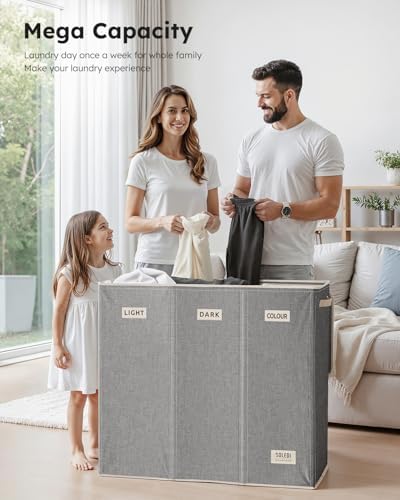 SOLEDI 200L 3-Section Laundry Hamper - Image 2