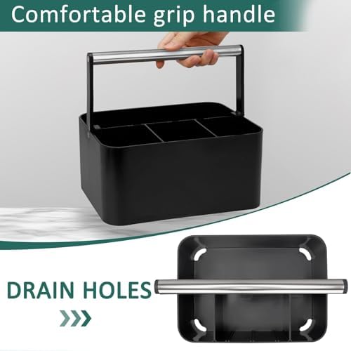 BYUNER Black Shower Caddy Portable: Plastic Bathroom Caddy Countertop, Cleaning - Image 3