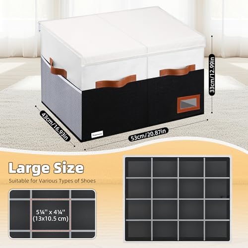 Supowin Large Shoe Organizer for Closet, Foldable Shoe Storage Bin - Image 3