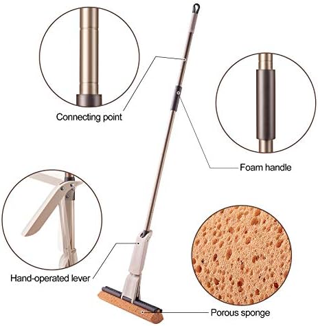 Eyliden Sponge Mop with 2 Reusable Heads, Self-Wringing Floor Absorbent Mop - Image 6