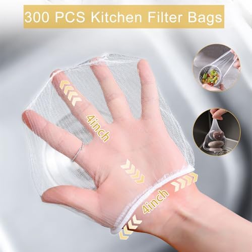 300 PCS Disposable Kitchen Sink Drain Strainer Mesh Bag, Anti-Clogging Mesh - Image 3