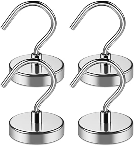 Grtard 4 Pack Heavy Duty Magnetic Hooks, 110 lbs Neodymium Magnet Hooks by Grtard